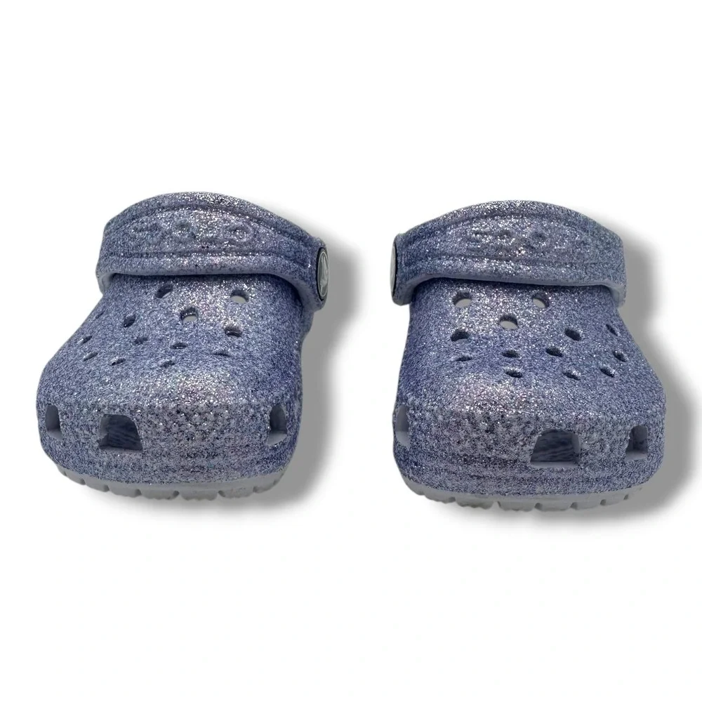 Crocs Kids Classic Glitter Clog Lavender Purple Sparkle Slip On Shoes Size C4